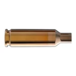 Lapua Unprimed Brass Rifle Cartridge Cases, single polished brass case, side view