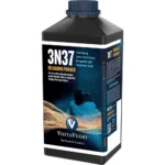 Vihtavuori 3N37 Handgun Powder, black rectangular bottle with blue cap and blue front label