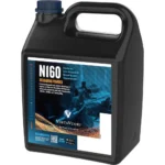 Vihtavuori N160 Rifle Powder black handled container with blue cap and front label