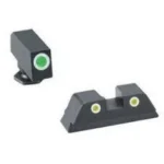 Ameriglo Green YellowTritium 3 Dot Sight Set, black front and rear sights with outlined dots
