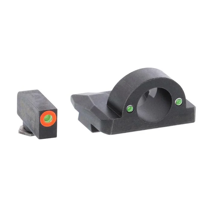 primary-34904 Ameriglo Ghost Ring Night Sight Set, black front and rear sights with orange and green dots