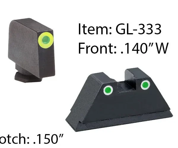 Ameriglo Amerigo Custom Combination Tall Suppressor Height Set - All Glock Models Except 42 43 / Front Tritium - Green /