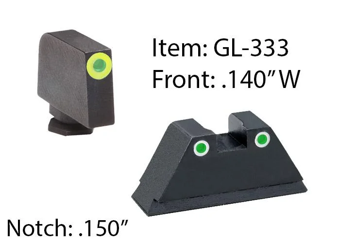 primary-34906 Ameriglo Amerigo Custom Combination Tall Suppressor Height Set - All Glock Models Except 42 43 / Front Tritium - Green /