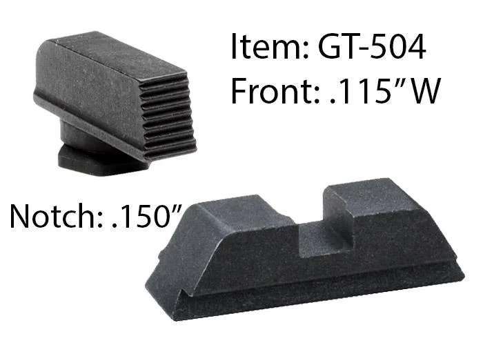 primary-34914 Ameriglo Defoor Performance Black Sight Set for Glock 17-39 / Front Width .115" / Rear Notch .150"