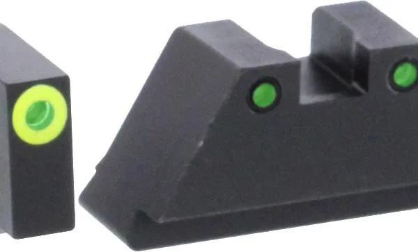 Ameriglo Green Tritium LimeGreenLumi Rnd Outline .315/Black .394 for Glock Tall Supp