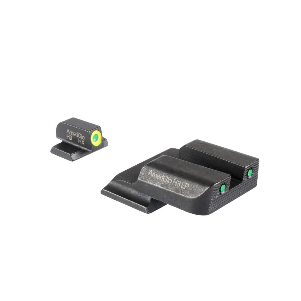 primary-34960 Ameriglo Trooper Tritium Handgun Sight Set for S&W M&P Shield (Excludes EZ) Green Rear Green with LumiGreen Front