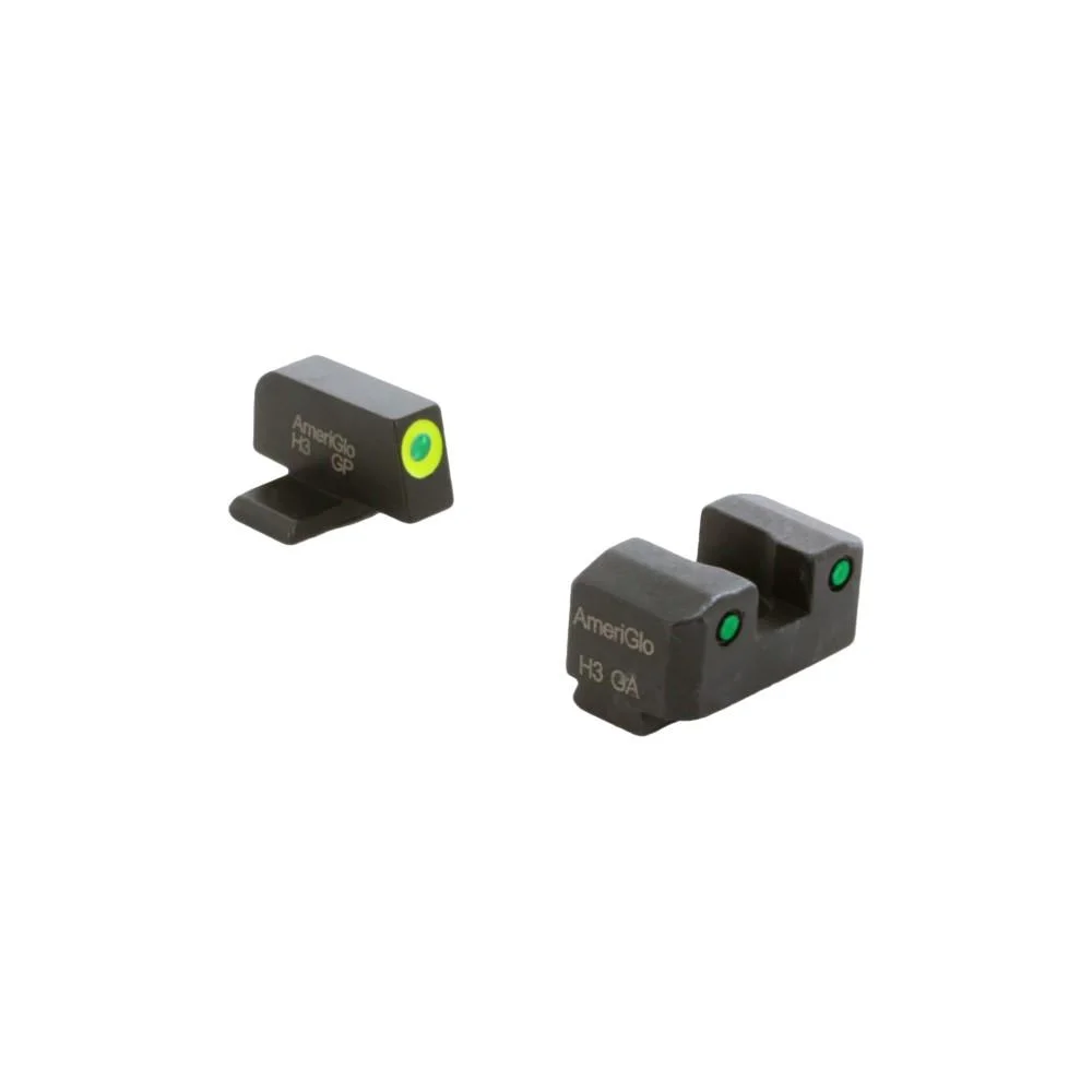 primary-34962 Ameriglo Trooper Tritium Handgun Sight Set for Sig with #6 Front and #8 Rear Green Rear Green with LumiGreen Front