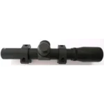 Keystone Pistol Scope, black right-side view with adjustment turret and two dovetail rings