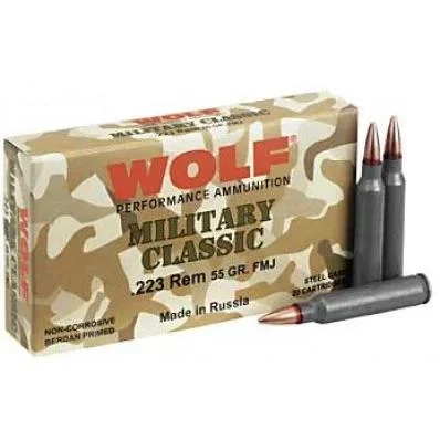 Wolf Performance Ammunition Wolf Military Classic Rifle Ammunition .223 Rem 55 gr FMJ 3241 fps 500/ct Case