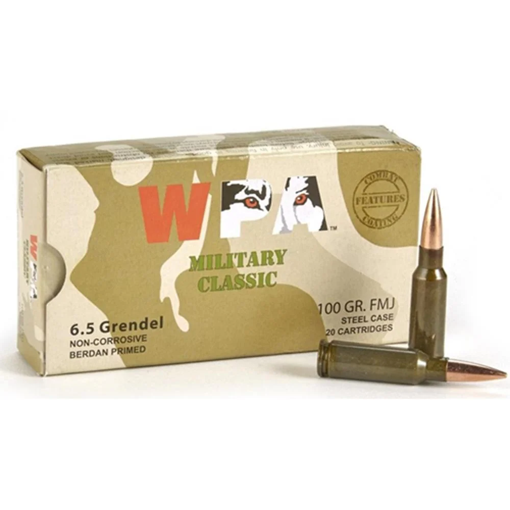 primary-35026 Wolf Performance Ammunition Wolf Military Classic Rifle Ammunition 6.5 Grendel 100gr FMJ 2690 fps 20/ct