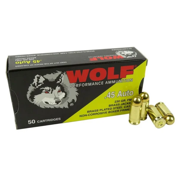 Wolf Performance Ammunition Wolf (Turkish) Performance Handgun Ammunition 45 ACP 230gr FMJ 850 fps 50/ct