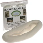 Alaska Game Bags Rolled Quarter Game Bag, white rolled mesh bag beside labeled clear package