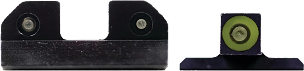 primary-35145 XS Night Sights R3D Night Sights Green, front and rear black sights with green dots