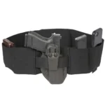 Blackhawk Stache N.A.C.H.O. Belly Band, black front view with holster and accessory pockets