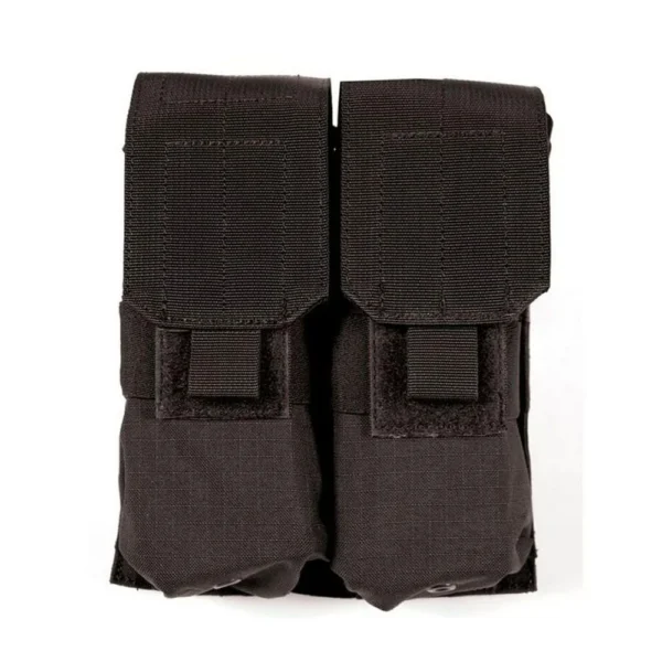 Blackhawk STRIKE M4 Double Mag Pouch, black dual pouch in front view with flap closures