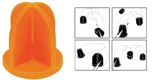 primary-35179 Do-All Outdoors Impact Seal Top Hat orange target, front view with four setup diagrams
