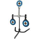 Do-All Outdoors Auto Reset Targets, front view of black stand with three round targets
