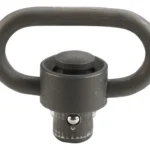 Blackhawk! Heavy Duty Push Button Sling Swivel, black front view with oval loop and push button