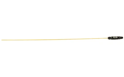OTIS brass cleaning rod, full-length side view with a slim brass shaft and dark connector