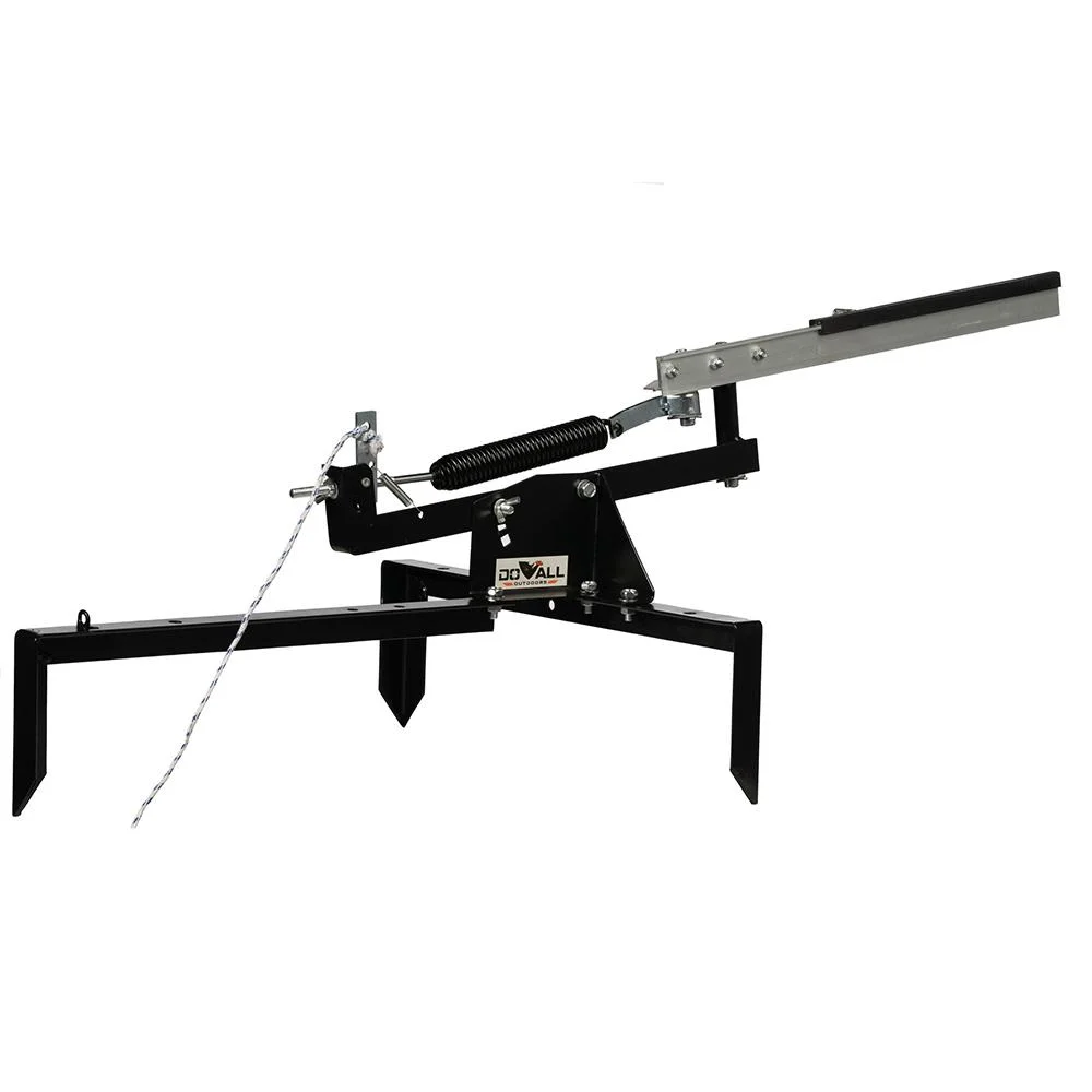 primary-35228 Do-All Outdoors Competitor Full Cock Trap in black and silver with throwing arm and ground stakes