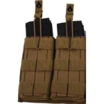 Advance Warrior Solutions Open Top Double Mag Pouch Tan, front view of two tan pouches