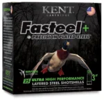 Kent Fasteel + Precision Plated Steel Waterfowl Shotshells, black box with flying duck graphic
