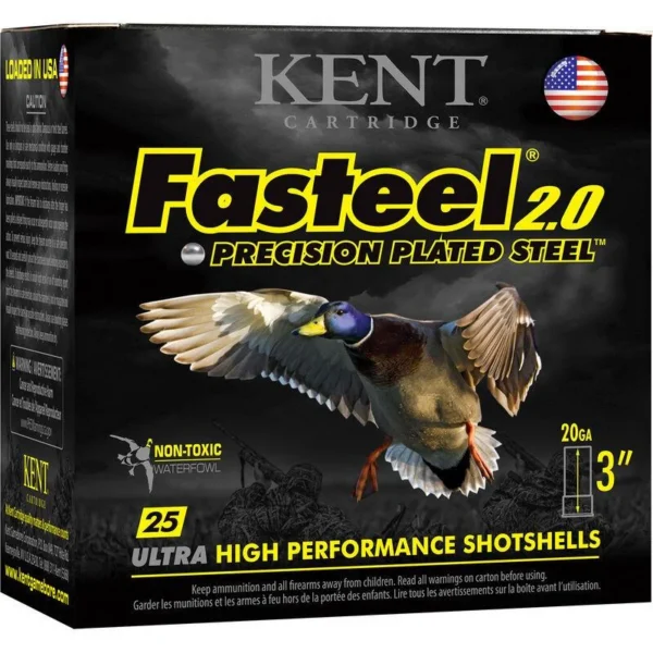 Kent Cartridge America Kent Fasteel + Precision Plated Steel Waterfowl Shotshells 20ga 3" 1oz 1350 fps #4 & #6 25/ct