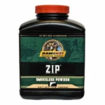 Ramshot ZIP Handgun Powder, black bottle with red cap and green label, front view