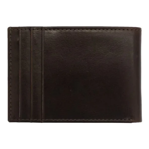 Rugged Rare Smith & Wesson Front Pocket Wallet Brown, open view with stitched card slots
