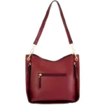Rugged Rare Cameleon Emma burgundy purse, front view with shoulder straps and zip pocket