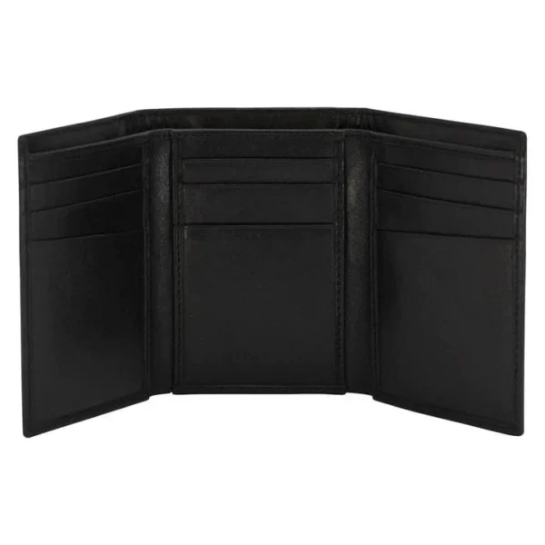 Rugged Rare Smith & Wesson Tri-Fold Wallet Black, open front view with card slots