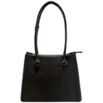 Rugged Rare Cameleon Myla Concealed Carry Purse Black, front view with two handles and zip closure