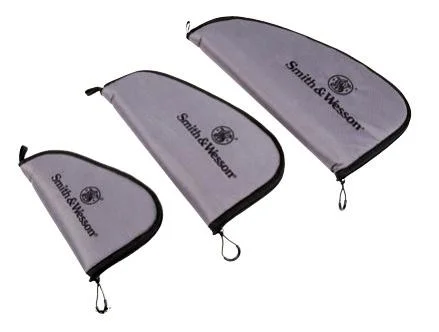 primary-35628 AOB Smith & Wesson Defender Handgun Case, three grey zippered cases in graduated sizes