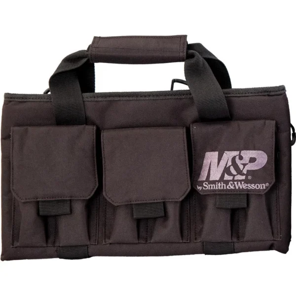 AOB Battenfeld Technologies Pro Tac Handgun Case Single, black front view with handles and pouches