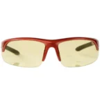 AOB Smith & Wesson Corporal Shooting Glasses, front view with red half frame and amber lenses