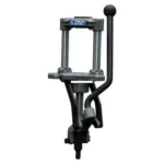 Frankford Arsenal F1 Single Stage Reloading Press, black and silver front view with upright handle