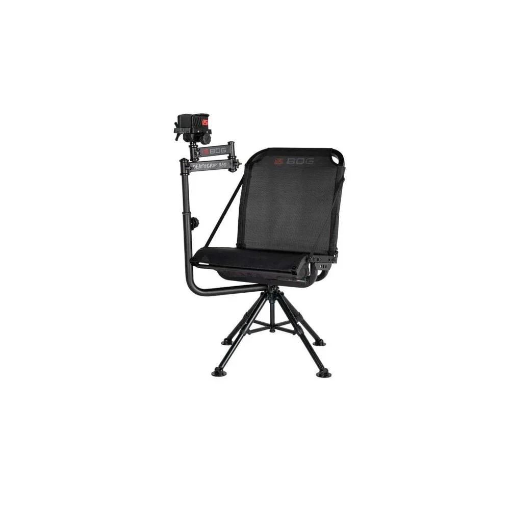 primary-35766 AOB BOG DeathGrip 360 Chair, black swivel chair with tripod base and mounted rest