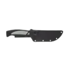 Battenfeld Knives Old Timer Trail Boss Fixed Blade Knife, side view with black sheath and grey handle
