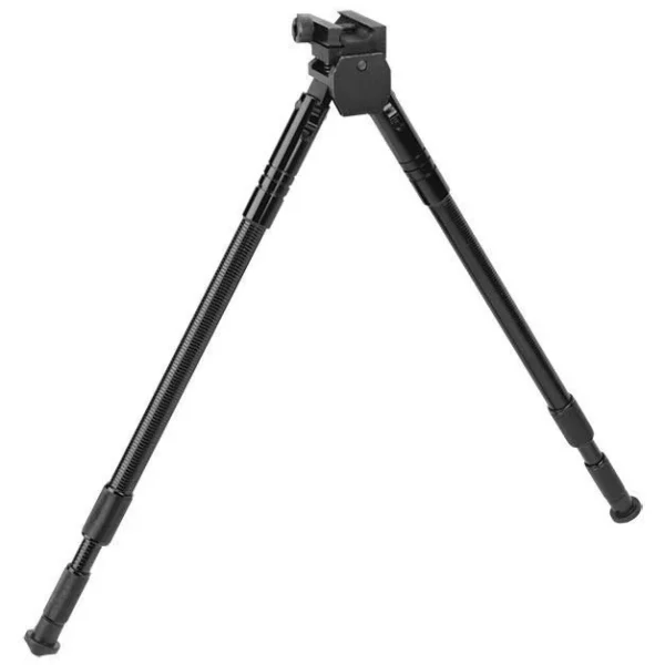 AOB Caldwell AR Bipod Sitting, front angled view in black with long legs extended