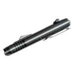 Battenfeld Knives Smith & Wesson MPOTF10 black closed knife, angled top view with silver pocket clip
