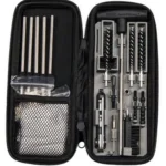 AOB M&P Compact Rifle Cleaning Kit, open black zip case with rods, brushes and tools