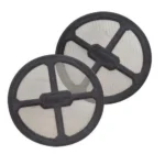 AOB Frankford Arsenal Rotary Tumbler Sifting Caps, two round black mesh caps in angled view