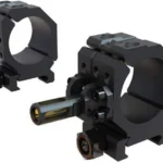 AOB Wheeler Engineering 2-Piece Picatinny Rail Scope Rings, two black rings with mounting hardware