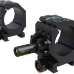 AOB Wheeler Pic Rail Scope Rings black rings with rail clamps, angled front and rear views