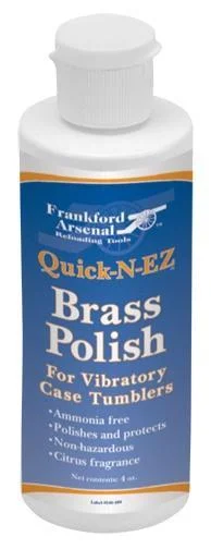 AOB Frankford Arsenal Quck-N-EZ Brass Polish, white bottle with blue label, front view