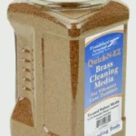 AOB Frankford Arsenal Treated Walnut Hull Media in a clear rectangular container with white lid