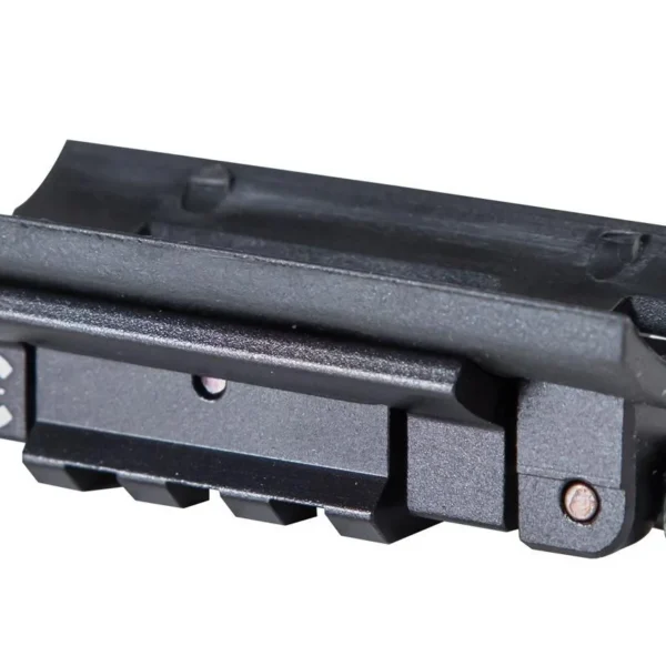 AOB Caldwell Pic Rail Adaptor Plate, black angled side view with rail mount and adjustment knob