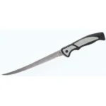 Battenfeld Knives Old Timer Trail Boss fillet knife, silver blade and black-grey handle, side view