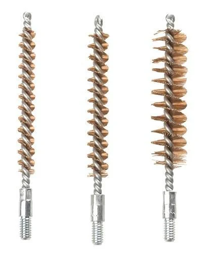 AOB Tipton Bore Bronze Brush Set, three bronze bore brushes upright in graduated sizes
