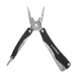 Battenfeld Knives Schrade Clench Multitool, open front view with black handles, pliers and tools